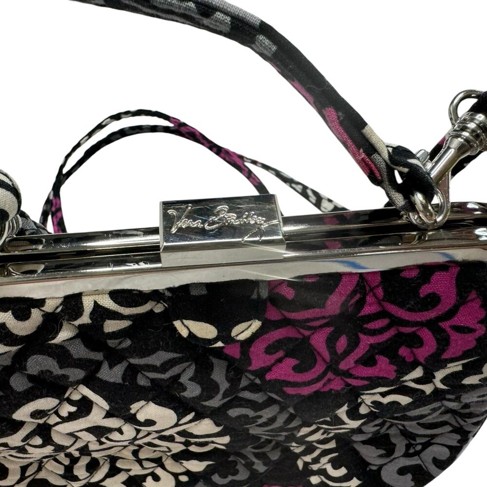 VERA BRADLEY Mini Frame Crossbody Bag in Canterberry Pink Black Gray Clasp - Picture 5 of 10